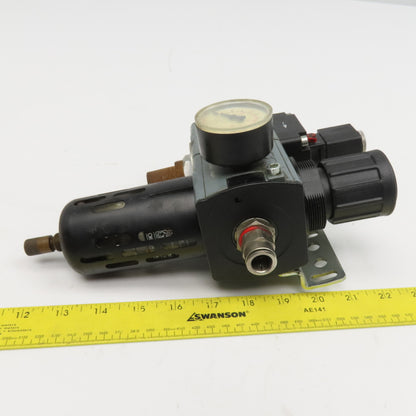 Mecman 915-331-042-1 3/8" NPT Compressed Air Filter Regulator Solenoid 24VDC