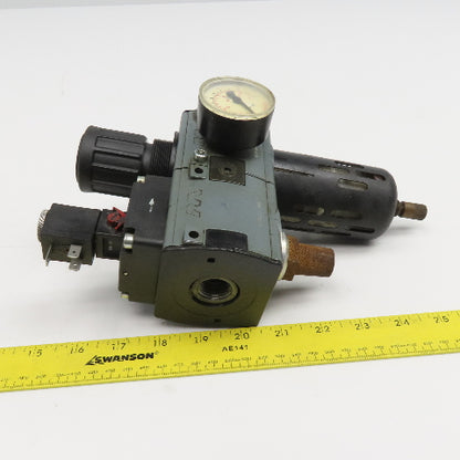 Mecman 915-331-042-1 3/8" NPT Compressed Air Filter Regulator Solenoid 24VDC