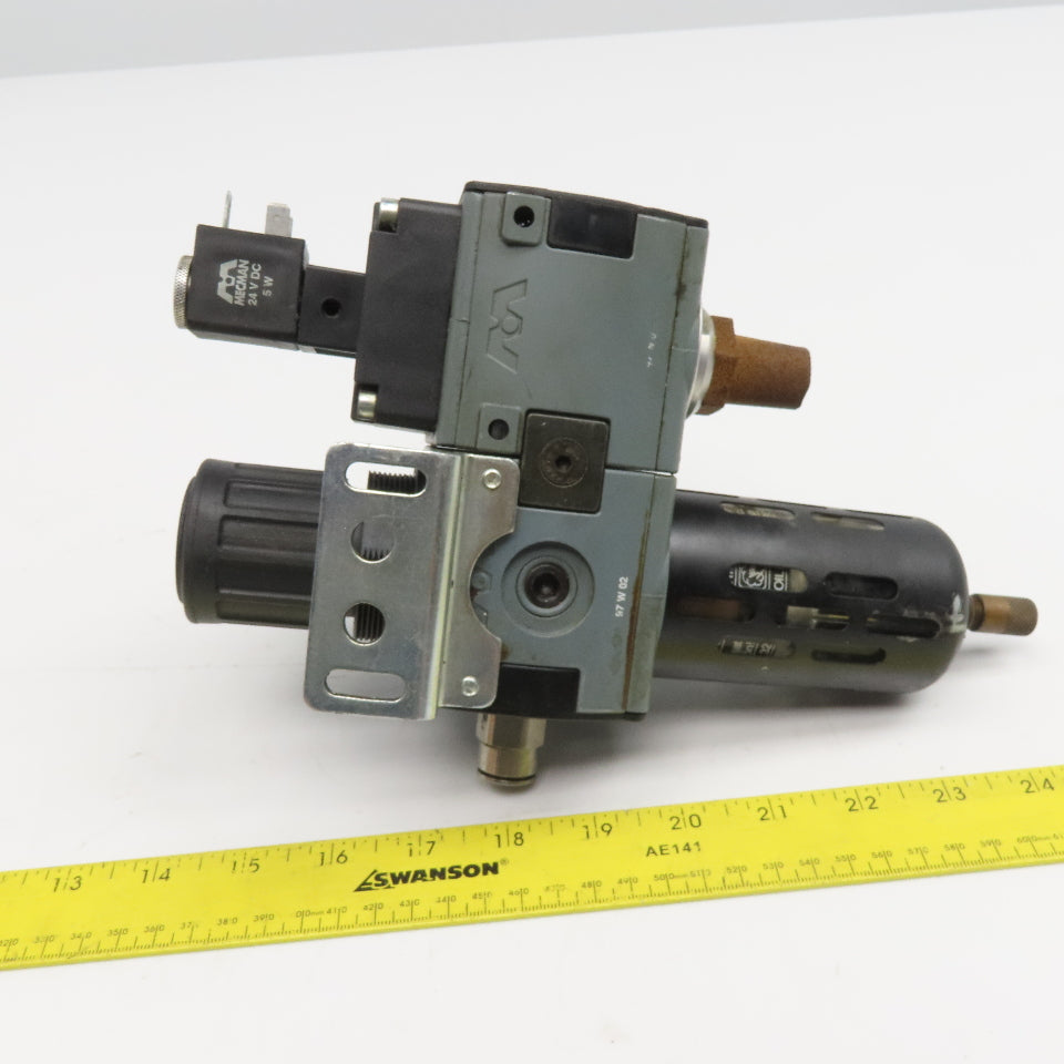 Mecman 915-331-042-1 3/8" NPT Compressed Air Filter Regulator Solenoid 24VDC