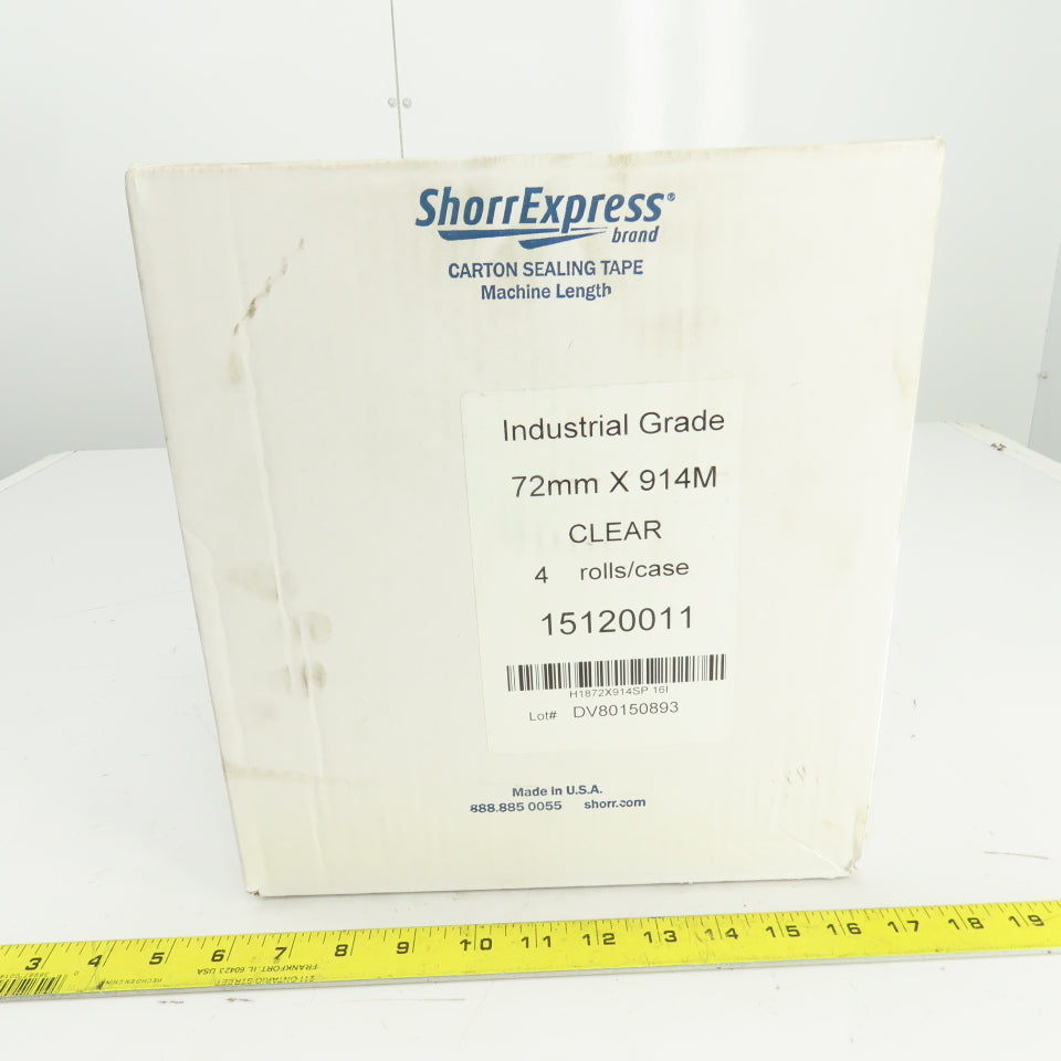 ShorrExpress 15120011 Carton Sealing Tape 72mm x 914m 1000YRD Clear 4 Rolls/Case