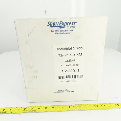 ShorrExpress 15120011 Carton Sealing Tape 72mm x 914m 1000YRD Clear 4 Rolls/Case