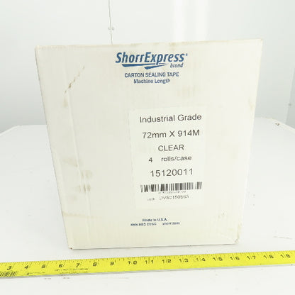 ShorrExpress 15120011 Carton Sealing Tape 72mm x 914m 1000YRD Clear 4 Rolls/Case