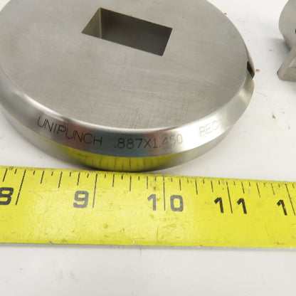 Unipunch 0.8750" x 1.4375 Crowned Rectangular Holepunch & Die 0.887" x 1.450"