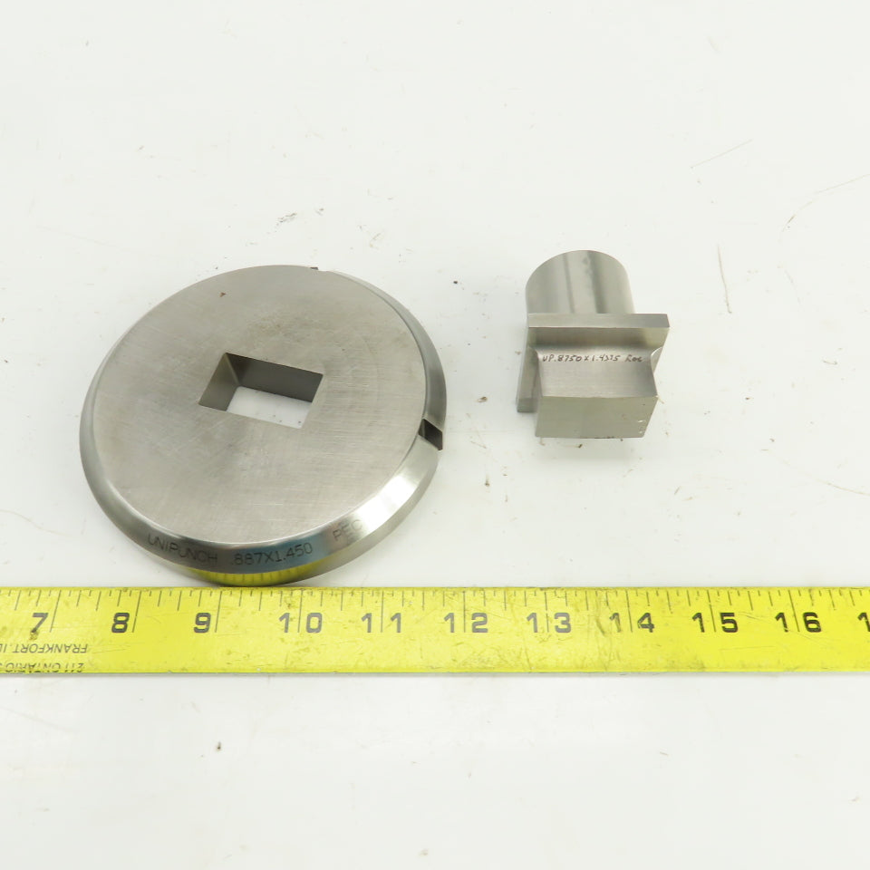 Unipunch 0.8750" x 1.4375 Crowned Rectangular Holepunch & Die 0.887" x 1.450"