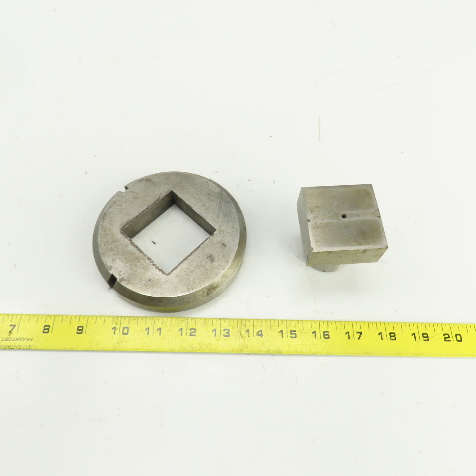 UP 2.109" x 2.109 Crowned Rectangular Holepunch & Die 2.127" x 2.127" CNC Turret