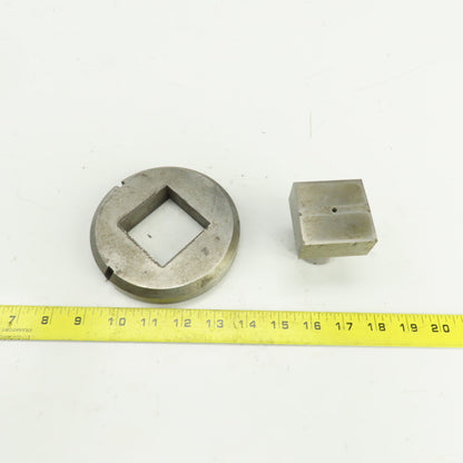 UP 2.109" x 2.109 Crowned Rectangular Holepunch & Die 2.127" x 2.127" CNC Turret