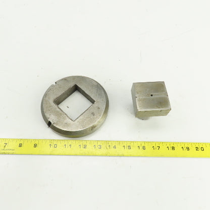 UP 2.109" x 2.109 Crowned Rectangular Holepunch & Die 2.127" x 2.127" CNC Turret