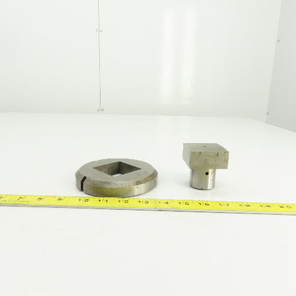 UP 2.109" x 2.109 Crowned Rectangular Holepunch & Die 2.127" x 2.127" CNC Turret