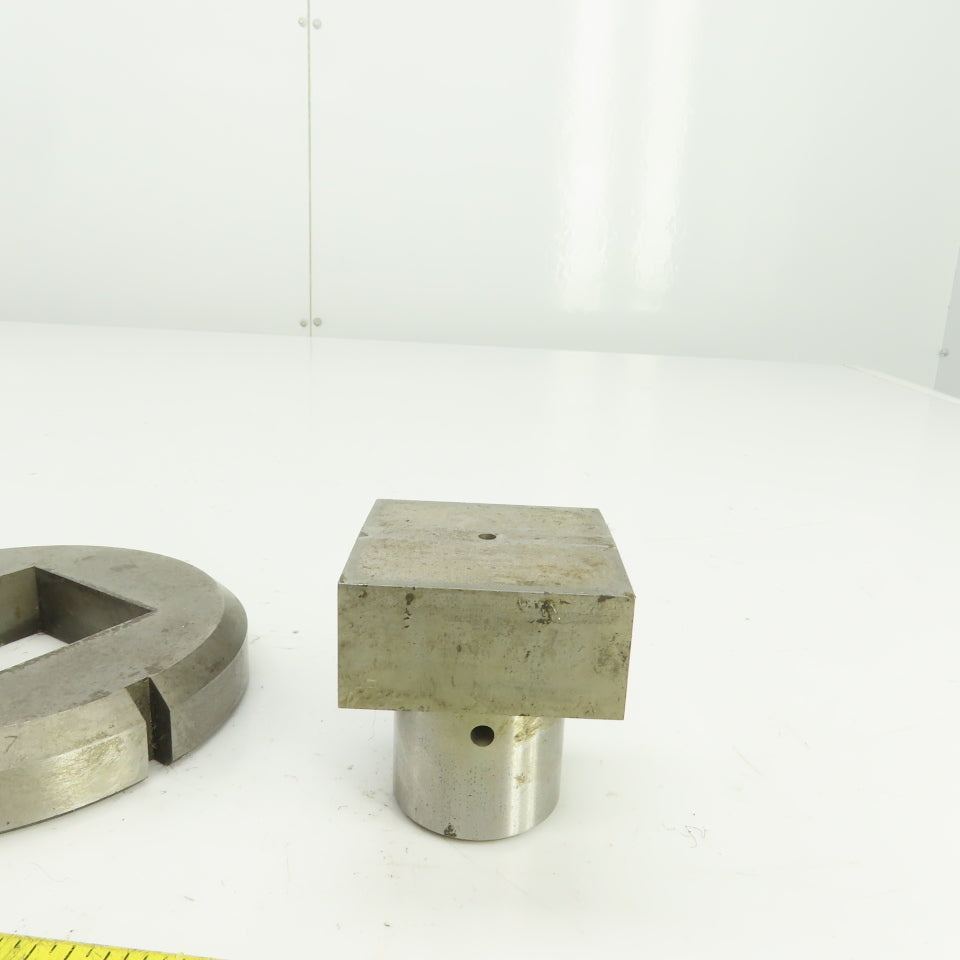 UP 2.109" x 2.109 Crowned Rectangular Holepunch & Die 2.127" x 2.127" CNC Turret