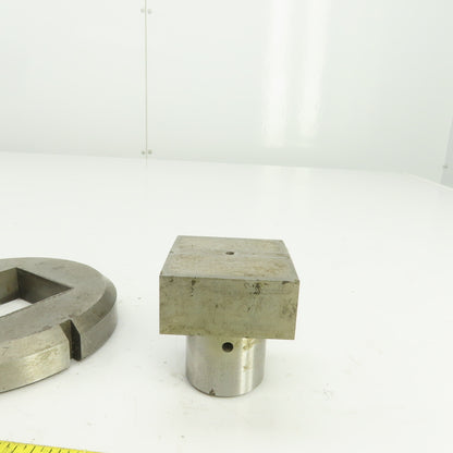 UP 2.109" x 2.109 Crowned Rectangular Holepunch & Die 2.127" x 2.127" CNC Turret
