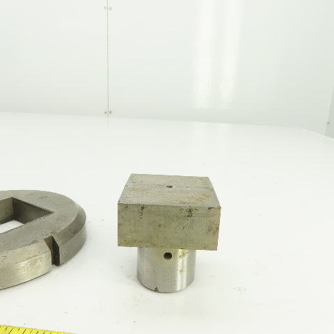 UP 2.109" x 2.109 Crowned Rectangular Holepunch & Die 2.127" x 2.127" CNC Turret