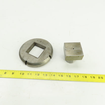 UP 2.109" x 2.109 Crowned Rectangular Holepunch & Die 2.127" x 2.127" CNC Turret