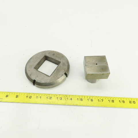 UP 2.109" x 2.109 Crowned Rectangular Holepunch & Die 2.127" x 2.127" CNC Turret