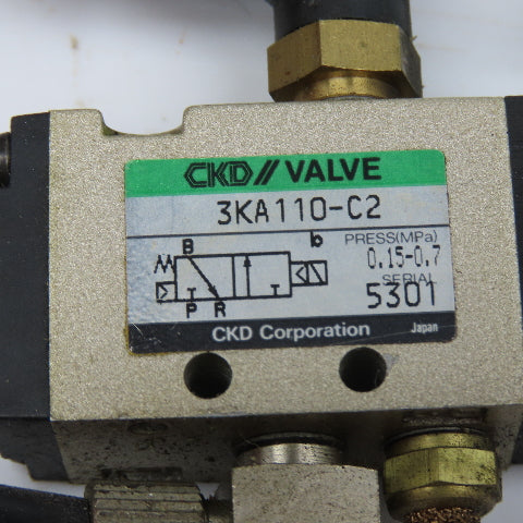 CKD 3KA110-C2 2 Way Solenoid Pneumatic Directional Valve 100V Coil