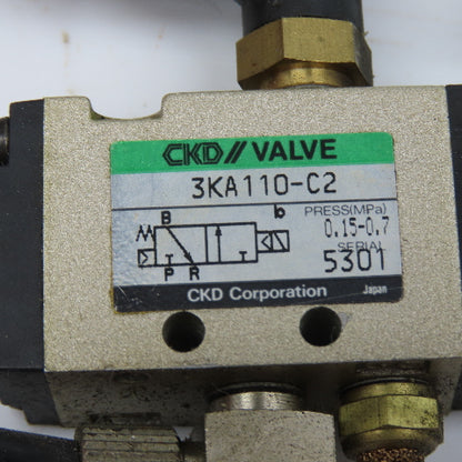 CKD 3KA110-C2 2 Way Solenoid Pneumatic Directional Valve 100V Coil