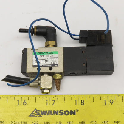 CKD 3KA110-C2 2 Way Solenoid Pneumatic Directional Valve 100V Coil