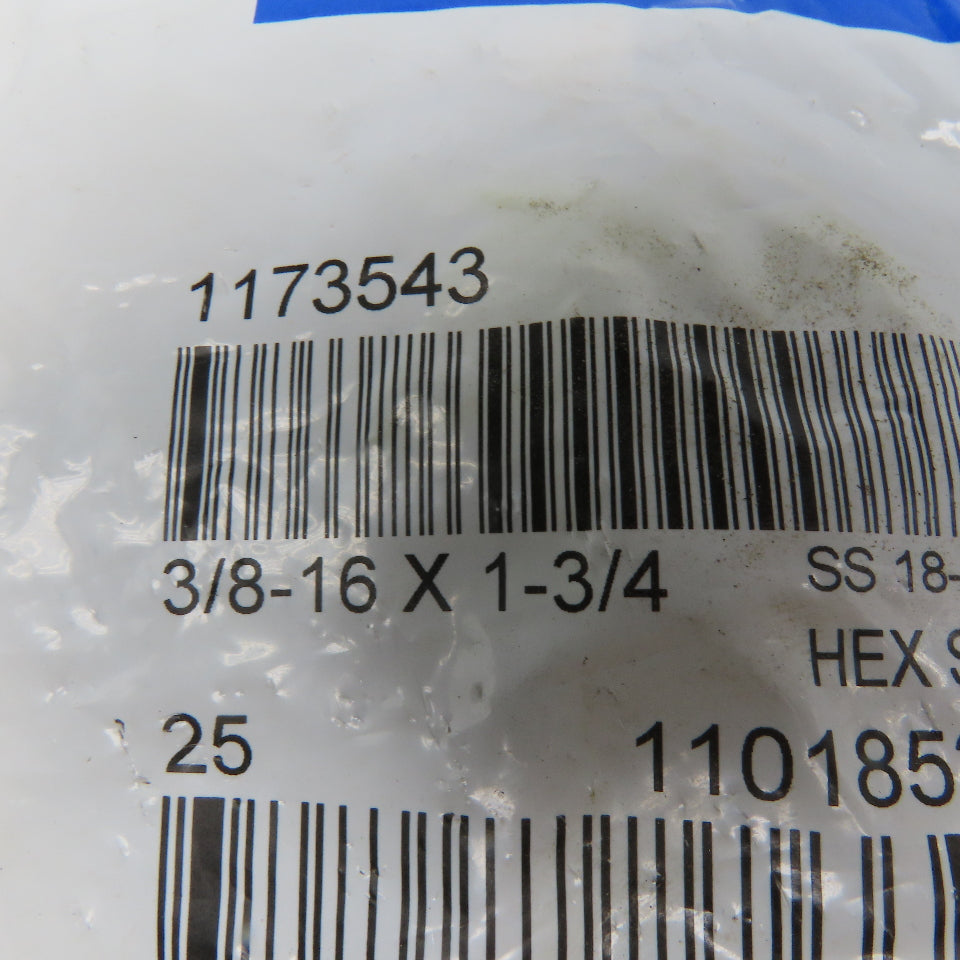 Holo-Krome 3/8"-16 x 1-3/4" Stainless Steel Socket Head Cap Screw SHCS Lot Of 25