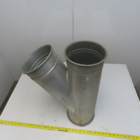 8" x 7" x 7" Quick-Clamp Rolled Edge Duct Wye Joint Galvanized Steel 23" OAL