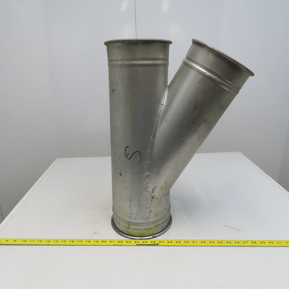 8" x 7" x 7" Quick-Clamp Rolled Edge Duct Wye Joint Galvanized Steel 23" OAL