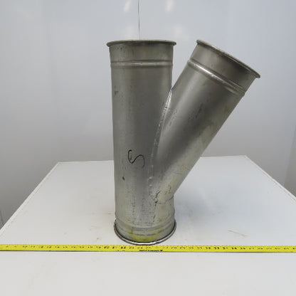8" x 7" x 7" Quick-Clamp Rolled Edge Duct Wye Joint Galvanized Steel 23" OAL