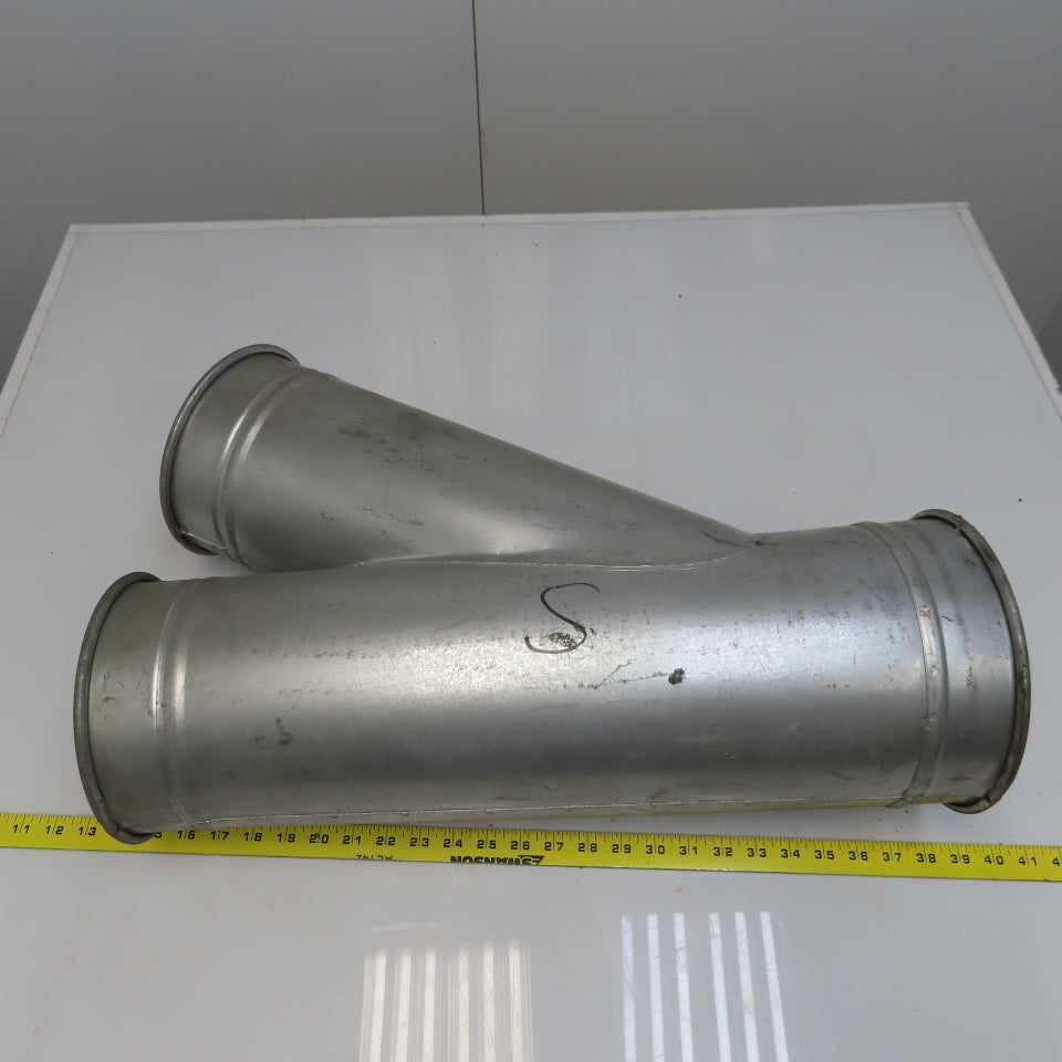 8" x 7" x 7" Quick-Clamp Rolled Edge Duct Wye Joint Galvanized Steel 23" OAL