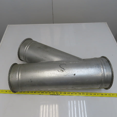 8" x 7" x 7" Quick-Clamp Rolled Edge Duct Wye Joint Galvanized Steel 23" OAL