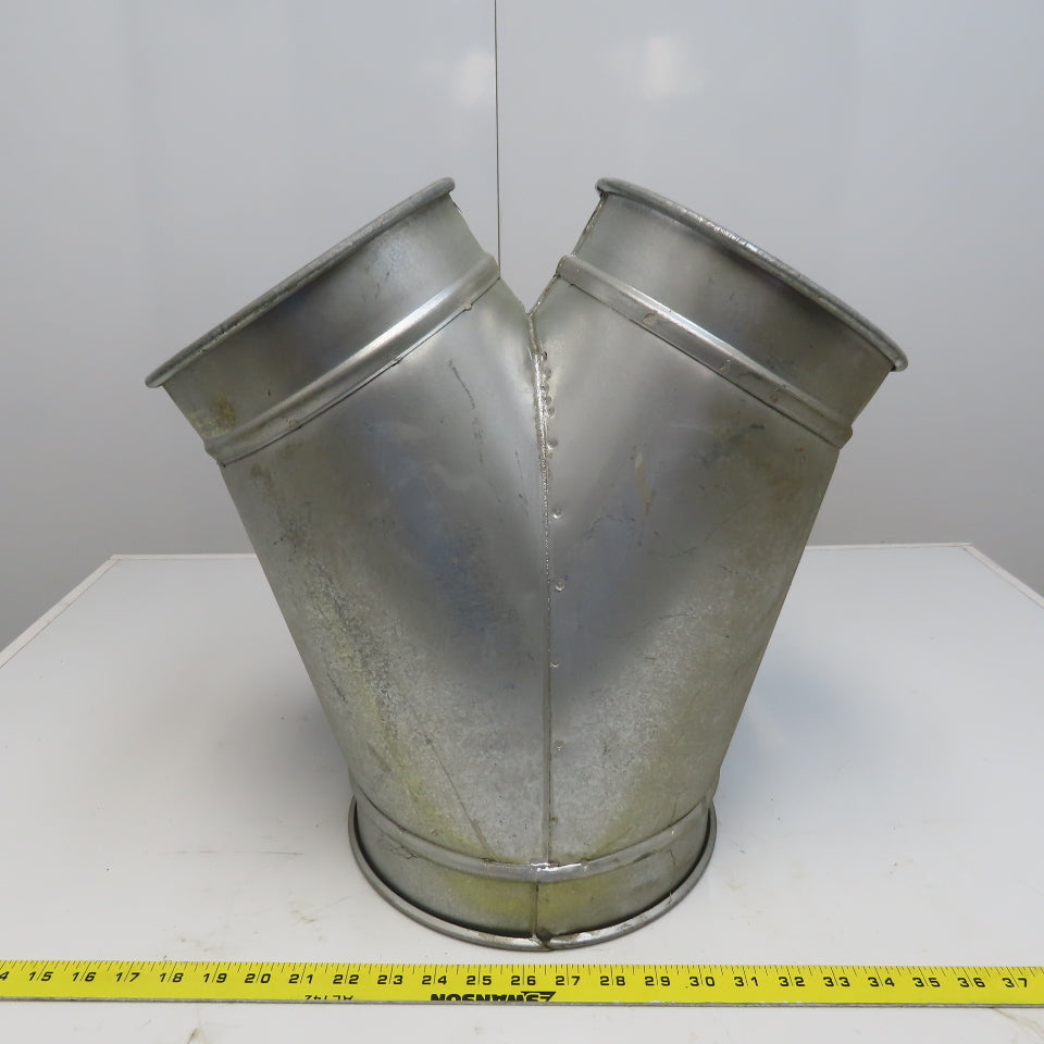 10" x 8" x 8" Quick-Clamp Rolled Edge Duct Wye Branch Galvanized Steel 18" OAL