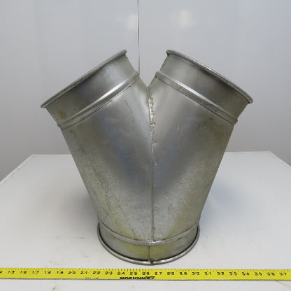 10" x 8" x 8" Quick-Clamp Rolled Edge Duct Wye Branch Galvanized Steel 18" OAL