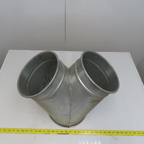 10" x 8" x 8" Quick-Clamp Rolled Edge Duct Wye Branch Galvanized Steel 18" OAL