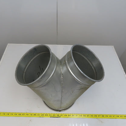 10" x 8" x 8" Quick-Clamp Rolled Edge Duct Wye Branch Galvanized Steel 18" OAL