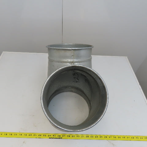 10" x 8" x 8" Quick-Clamp Rolled Edge Duct Wye Branch Galvanized Steel 18" OAL
