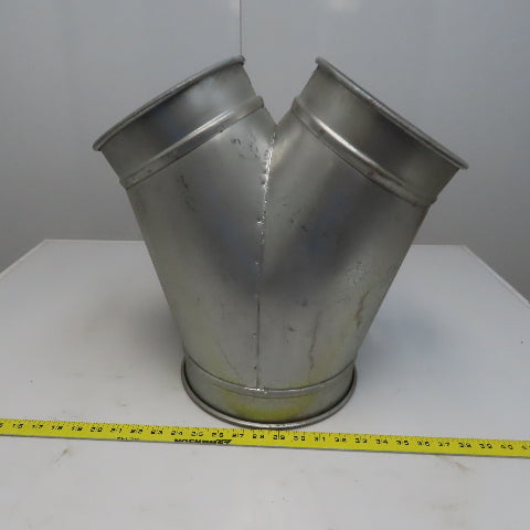 10" x 8" x 8" Quick-Clamp Rolled Edge Duct Wye Branch Galvanized Steel 18" OAL