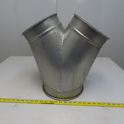 10" x 8" x 8" Quick-Clamp Rolled Edge Duct Wye Branch Galvanized Steel 18" OAL
