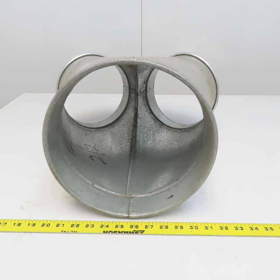 10" x 8" x 8" Quick-Clamp Rolled Edge Duct Wye Branch Galvanized Steel 18" OAL