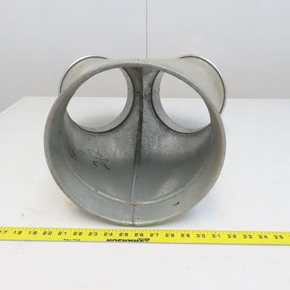 10" x 8" x 8" Quick-Clamp Rolled Edge Duct Wye Branch Galvanized Steel 18" OAL