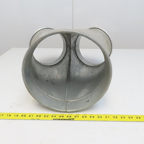 10" x 8" x 8" Quick-Clamp Rolled Edge Duct Wye Branch Galvanized Steel 18" OAL