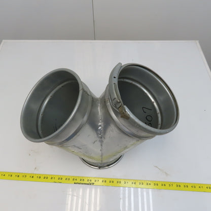 10" x 8" x 8" Quick-Clamp Rolled Edge Duct Wye Branch Galvanized Steel 18" OAL