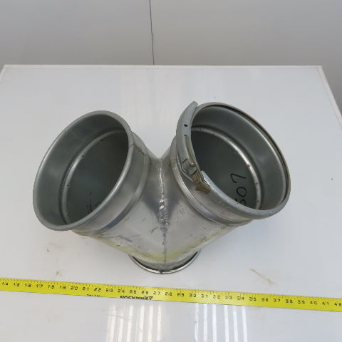 10" x 8" x 8" Quick-Clamp Rolled Edge Duct Wye Branch Galvanized Steel 18" OAL