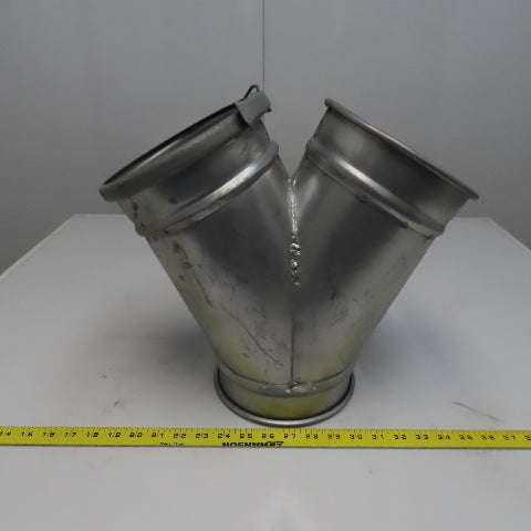 10" x 8" x 8" Quick-Clamp Rolled Edge Duct Wye Branch Galvanized Steel 18" OAL