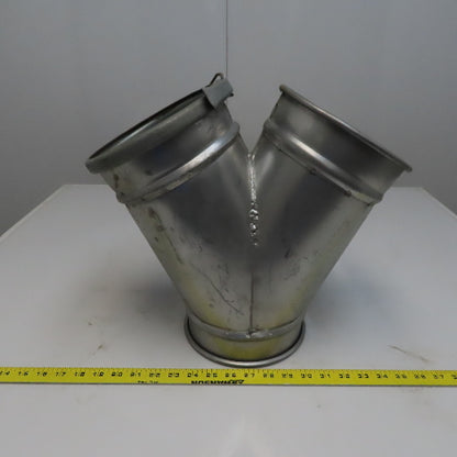 10" x 8" x 8" Quick-Clamp Rolled Edge Duct Wye Branch Galvanized Steel 18" OAL
