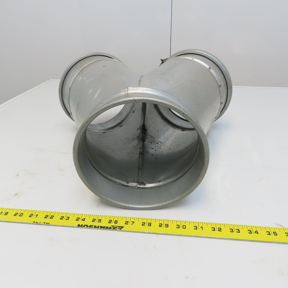 10" x 8" x 8" Quick-Clamp Rolled Edge Duct Wye Branch Galvanized Steel 18" OAL