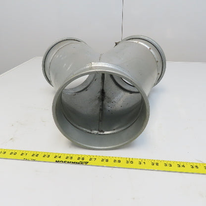 10" x 8" x 8" Quick-Clamp Rolled Edge Duct Wye Branch Galvanized Steel 18" OAL