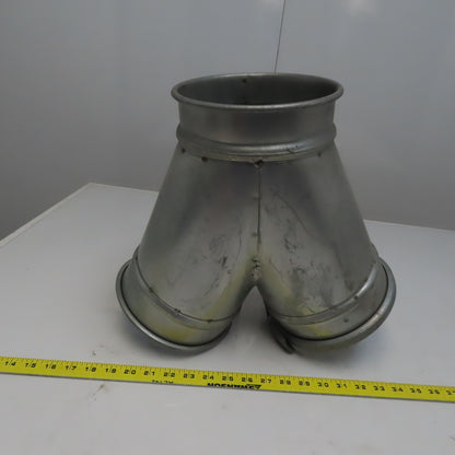10" x 8" x 8" Quick-Clamp Rolled Edge Duct Wye Branch Galvanized Steel 18" OAL