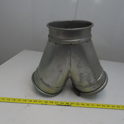 10" x 8" x 8" Quick-Clamp Rolled Edge Duct Wye Branch Galvanized Steel 18" OAL