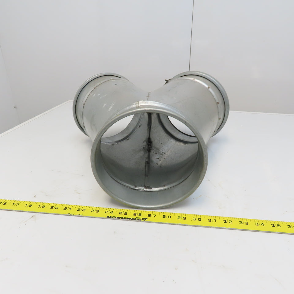 10" x 8" x 8" Quick-Clamp Rolled Edge Duct Wye Branch Galvanized Steel 18" OAL