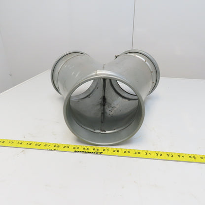 10" x 8" x 8" Quick-Clamp Rolled Edge Duct Wye Branch Galvanized Steel 18" OAL