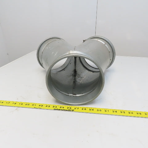 10" x 8" x 8" Quick-Clamp Rolled Edge Duct Wye Branch Galvanized Steel 18" OAL