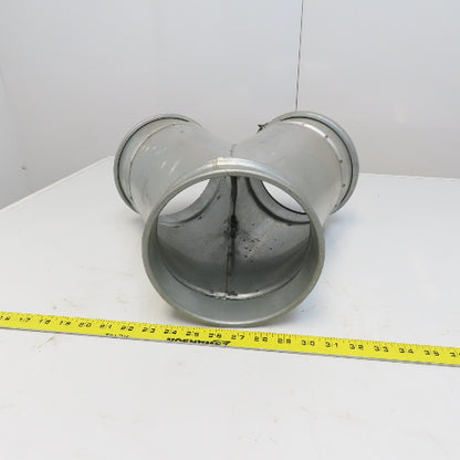 10" x 8" x 8" Quick-Clamp Rolled Edge Duct Wye Branch Galvanized Steel 18" OAL