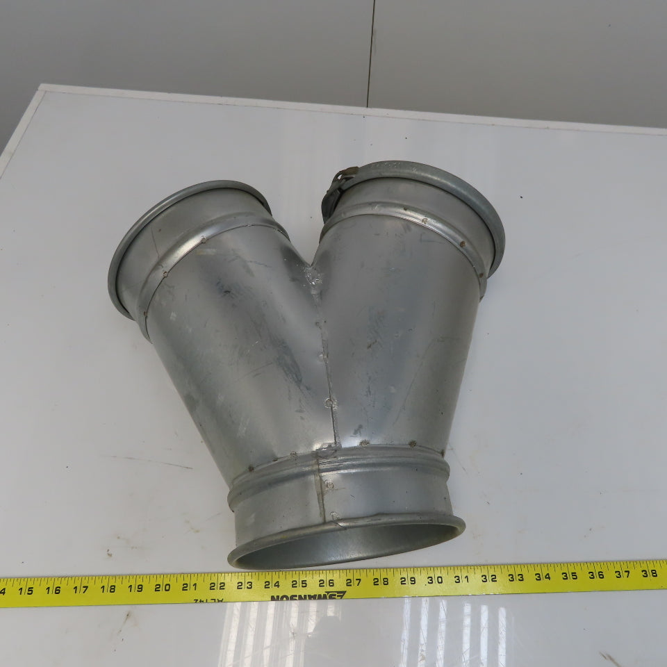 10" x 8" x 8" Quick-Clamp Rolled Edge Duct Wye Branch Galvanized Steel 18" OAL
