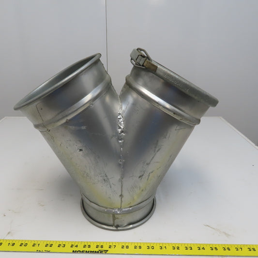 10" x 8" x 8" Quick-Clamp Rolled Edge Duct Wye Branch Galvanized Steel 18" OAL